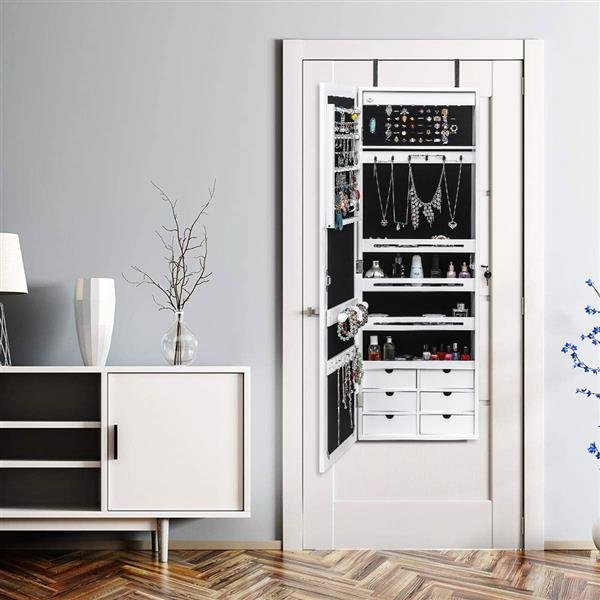 Non Full Mirror Wooden Wall Mounted Jewelry Storage Mirror Cabinet