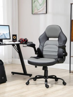 PU Leather Gaming Chair with Flip-up Armrests
