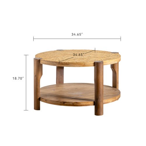 Round Coffee Table With Solid Wood For Living Room,