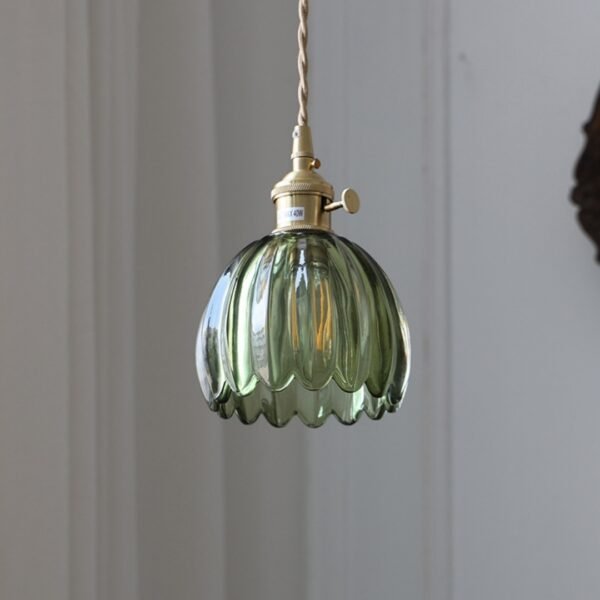f7f60fe4-302f-415b-b3b7-3cccb137b683.jpg Retro Copper Glass Amber Little Flower Single-head Bedroom Simple Chandelier