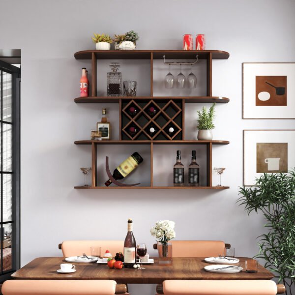 Large Wall Mounted 3 Tier  Rustic Bottle Wine Rack