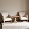 French Accent Chair Traditional Wood Frame Linen Upholstery Distressed Finish Home Decor, Single