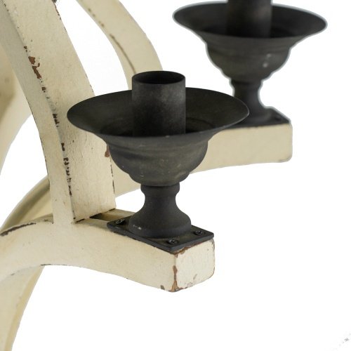 6 - Light Wood Chandelier With Adjustable Chain , Bulb Not Included