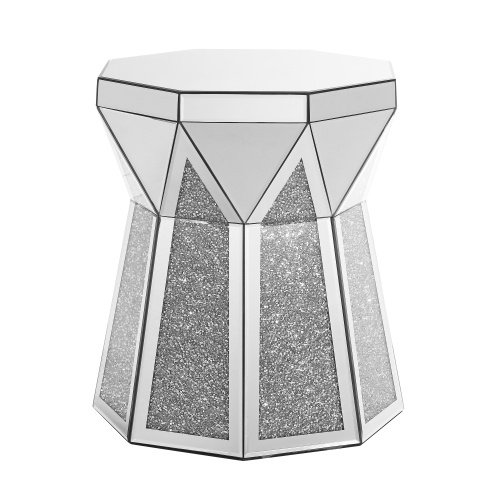 ff82c95a-df06-4766-bc4b-04da65addc0c.jpg Drum Style Coffee Table With Mirror Crystal Inlay,