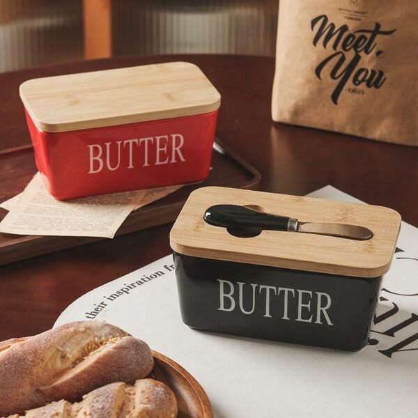 Household Cheese Box Butter Tray Ceramic Butter Box With Knife