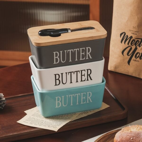 Household Cheese Box Butter Tray Ceramic Butter Box With Knife