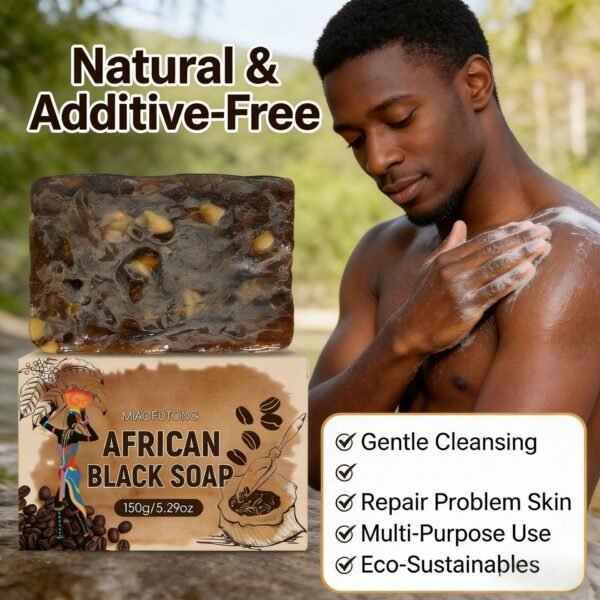 African Black Soap 150g, Shea Butter Essential Oil, Handmade