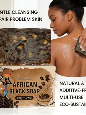 African Black Soap 150g, Shea Butter Essential Oil, Handmade